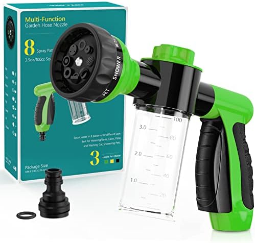Garden Hose Nozzle, High Pressure Spray Gun Nozzle, 8 Spray Patterns by OUTWAY