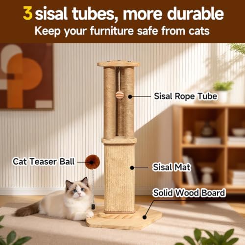 Cat Scratching Post for Indoor Cats, Kitten sisal Scratch Post for Cute Small - Image 3