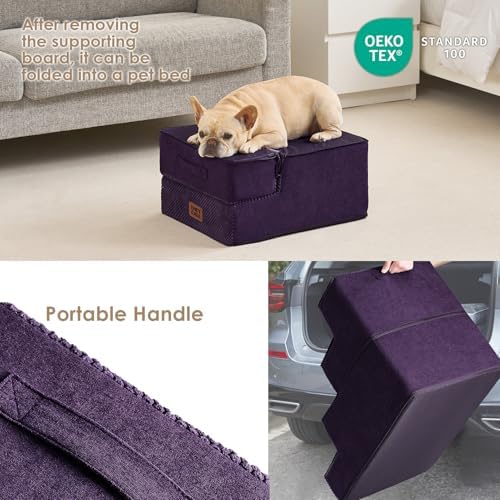 EHEYCIGA Dog Stairs for Small Dogs 13.5" H, 3-Step Dog Steps - Image 5