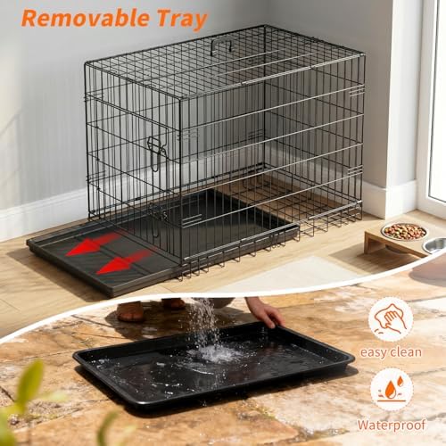 FDW | 36" Foldable Metal Dog Crate | Dark Black | Cage - Image 4