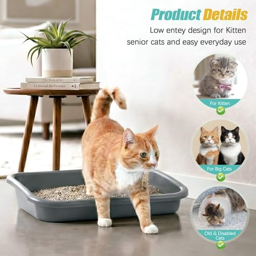 Uiifan 3Pcs Large Low Entry Cat Litter Box - Image 5