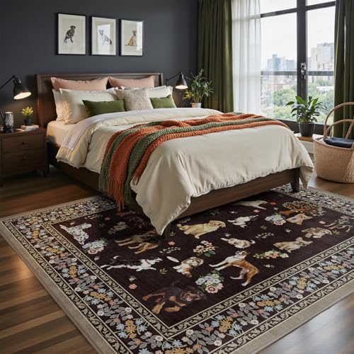 Black Floral Area Rug 6x9 for Living Room Bedroom - Image 3