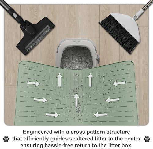 OHMO XL Cat Litter Mat, 37.5x25.2 Silicone Trapping Mat Sage Green - Image 4