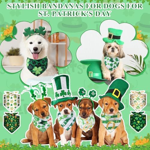 72 Pcs St Patrick's Dog Bandanas Bulk Shamrock Bandanas for Dog Adjustable Washable Pet Triangle Scarf Soft Kerchief Bib for St Patrick's Holiday Pet Costume Accessories - Image 5
