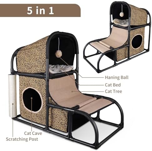 Goetland Modern Cat Condo Cat House Cat Tree Pet Furniture Large Cat Tower Bed - Image 4