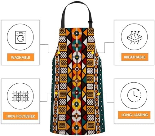 African Ancient Ethnic with Tribal Motifs Kitchen Apron - Image 4