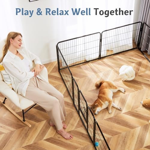DUMOS Dog Playpen 40 Inch 12 Panels Indoor Outdoor Metal Pet Fence - Image 3