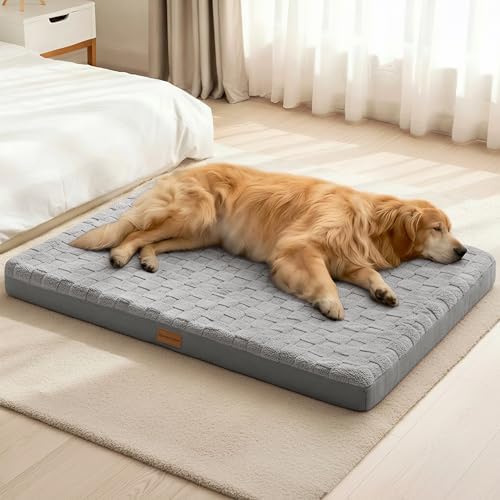 Patas Lague Orthopedic Large Dog Bed Washable Pet Crate Mat 42''X28'' Grey by PatasLague
