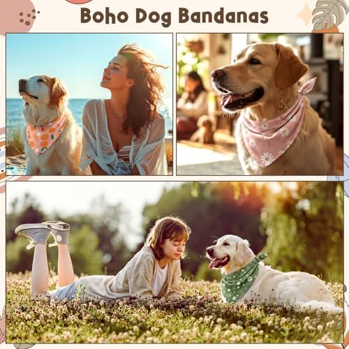 60 Pcs Summer Bandana for Dog Bulk Flower Dog Bandanas Adjustable Dogs Bibs Triangle Scarf Pet Costume for Small to Large Pet(Flower, Large) - Image 2