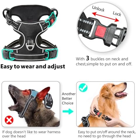 Timos Dog Harness, NO Need Go Over Dogs Head 3 Snap Buckles Pet Harness - Image 2