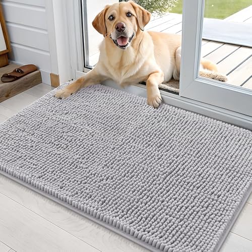 OLANLY Dog Door Mat for Muddy Paws 35x24, Super Absorbent Chenille Mud Mat by OLANLY