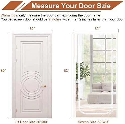 Dixutzi Reinforced Cat Screen Door Fits Door Size 30''x 80'', Heavy Duty Pets - Image 3