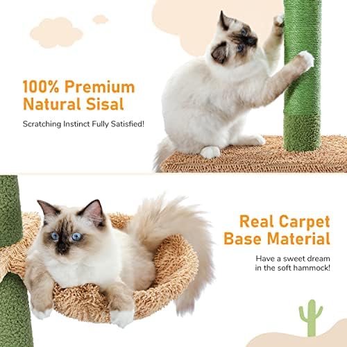 PAWZ Road Cactus Floor-to-Ceiling Cat Tree 5-Tier Cat Tower - Image 4