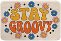 Seventies Retro Stay Groovy Bathroom Mat Rugs Hippie Flowers in Circle Print by Unknown
