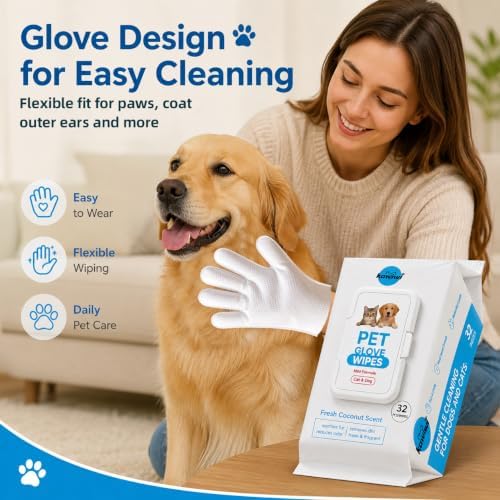 Pet Glove Wipes for Dogs & Cats, Thick Moisturizing Fur Care, Picks Up Loose Fur - Image 4