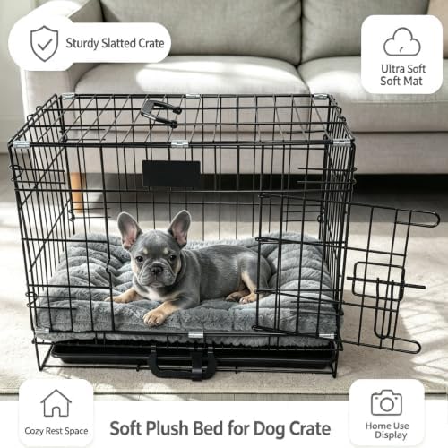 20 Inch Ultra Soft Comfy Pet Bed, Tiny Dog Bed, Washable Anti-Slip Crate Pad - Image 3