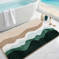 Green Coastal Bathroom Rugs Microfiber Soft Fluffy Cute Bath Mats by Cevolyn