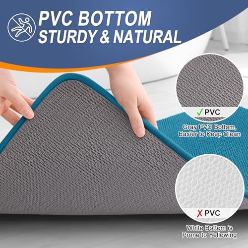 OLANLY Memory Foam Bathroom Runner Rugs 47x17, Long Bath Mats, Peacock Blue - Image 4