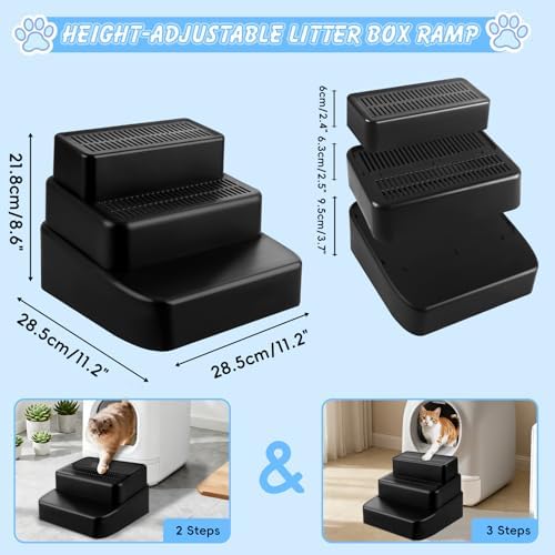 3 Step Litter Box Ramp Adjustable Detachable Litter Box Step - Image 2