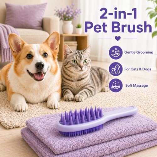 Dog Brush for Shedding, Long Handle Silicone Dog Bath Brush for Dogs and Cats - Image 6