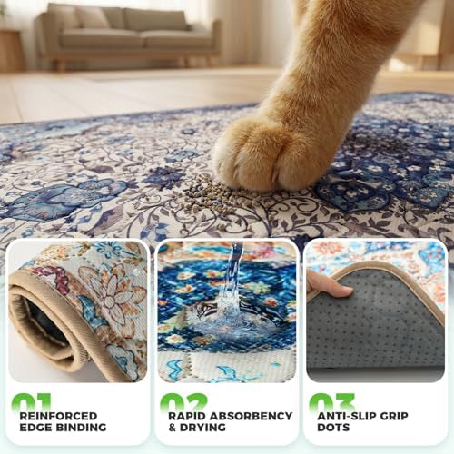Hompet Cat Litter Mat 2 Pack, 48x72 Large Machine Washable Trapping Mats - Image 5