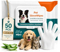 50 Pcs Pet Glove Wipes for Dogs & Cats, Pet Cleaning Gloves by Unknown