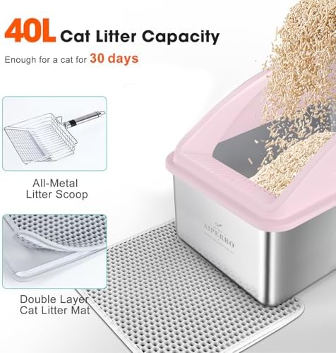 AIPERRO Stainless Steel Litter Box | XXL Deepened 8" Design Metal Cat Box - Image 6