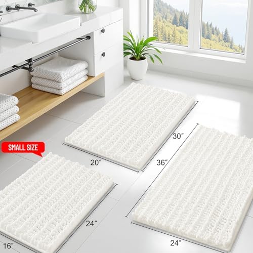 Smiry Bathroom Rugs 47X24, Extra Soft Rubber Backing Chenille Bath Mats - Image 2