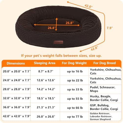Dwanton Orthopedic Medium Dount Dog Bed, Egg-Crate Foam Round Dog Sofa - Image 6