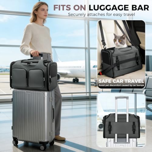 Dog Cat Carrier Airline Approved Collapsible Soft-Sided Pet Travel Bag - Image 3