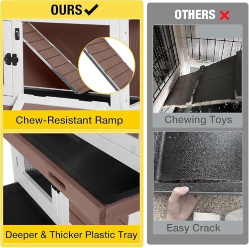 Aivituvin 36" Rabbit Hutch Bunny Cage Indoor Outdoor Guinea Pig Cage 2 Story - Image 4