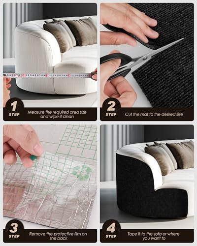 Cat Scratch Furniture Protector, Trimmable Self-Adhesive Carpet, DIY Climb Cat - Image 7