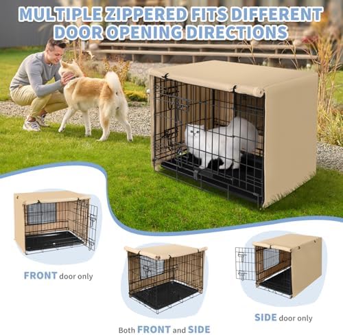 X-ZONE PET Dog Crate Cover Waterproof Kennel Cover, 48 in Beige - Image 4
