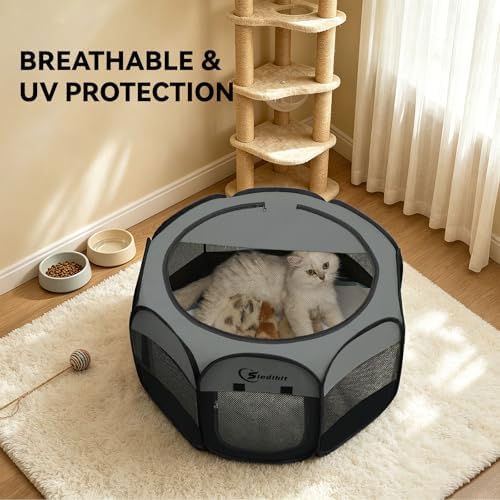 Siedihit Dark Grey Dog Cat Playpen, Puppy Pet Playpen, Small Dogs Tent - Image 5