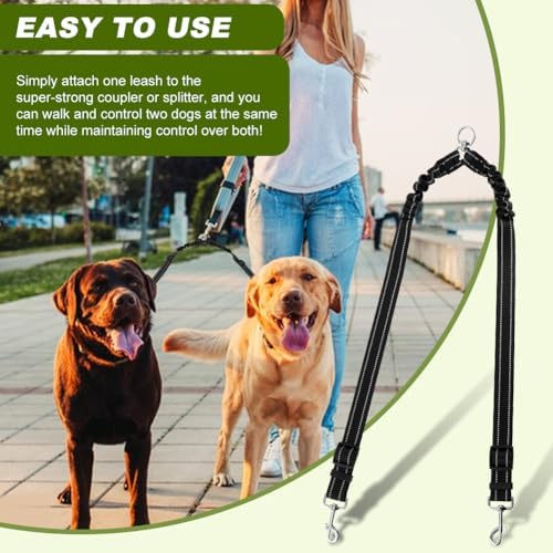 Double Dog Leash, 360° Swivel No Tangl-e Bungee Walking Training Leashes - Image 7