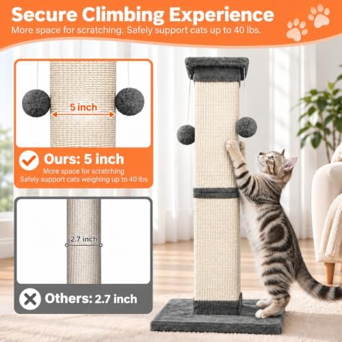 Cat Scratching Post 33 Inch Nature Sisal Scratch Post - Image 6