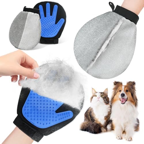 Pet Hair Removal Glove for Dogs & Cats, 2-in-1 Double-Sided Grooming Glove by STARROAD-TIM