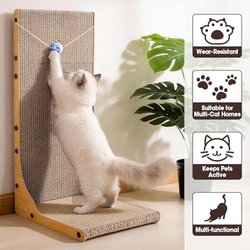 Cat Scratcher, 23.6 Inch L Shape Vertical Cat Scratching Board - Image 5