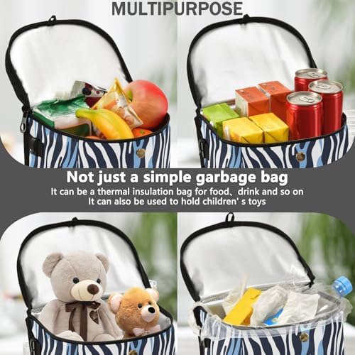 Car Trash Can Blue and White Zebra Car Garbage Bag - Image 2