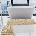 Luxury Chenille Beige Bathroom Rugs Sets 2 Piece, Thickened Hot Melt Rubber by HVERONNEX