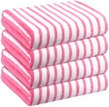 JML Microfiber Beach Towels, 4 Pack, Stripe Pink White by JML