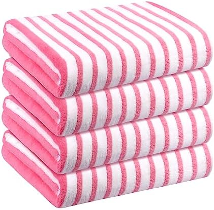 JML Microfiber Beach Towels, 4 Pack, Stripe Pink by JML