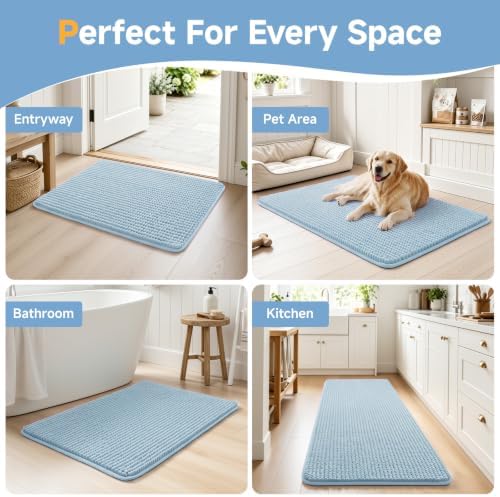 Ophanie Blue Bathroom Runner Rugs 72x24, Soft Chenille Bath Mat, Non Slip - Image 7