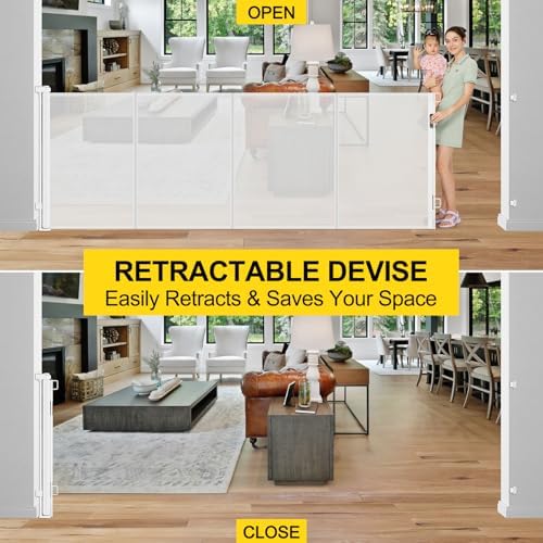 Reinforced 42" Extra Tall x 80" Wide Retractable Baby Gates - Image 5