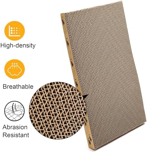 Pumtus Set of 2 Cat Scratching Boxes, 17x10 in 6 Pcs Corrugated Cardboard Pad - Image 3
