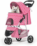 MoNiBloom Pet Stroller for Small/Medium Dogs and Cats, Hot Pink Polka Dots by Monibloom