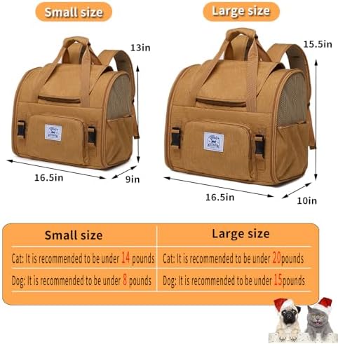 Pet Backpack Carrier for Small Dogs Medium Cats, Breathable and Collapsible - Image 2