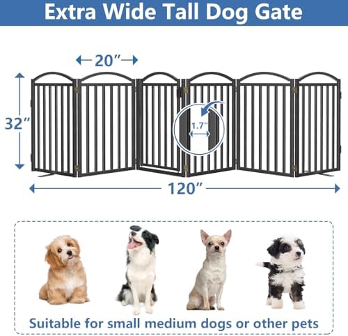Malier Metal Freestanding Dog Gates, Outdoor Indoor Dog Fences, Extra Wide - Image 5