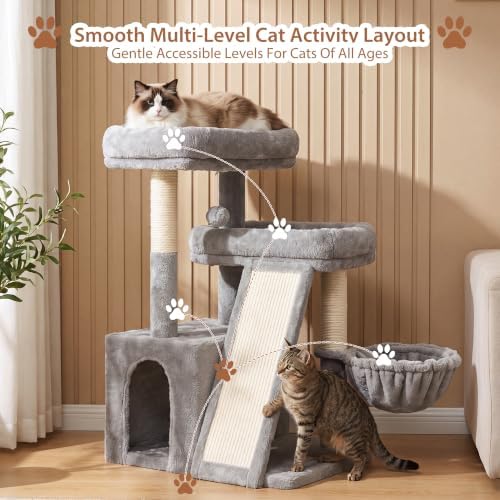 Heybly Compact Cat Tree with Big Scratcher, Stable Cat Tower HCT206SW - Image 7