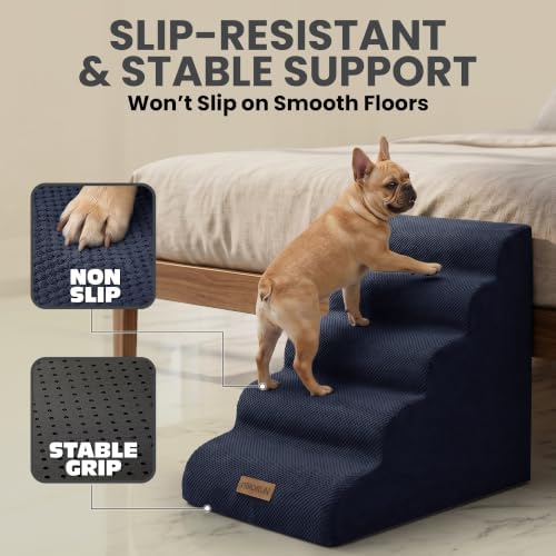 Miorun Dog Stairs for High Beds, 24.5" Foam Pet Ramp Step for Small Dogs - Image 4